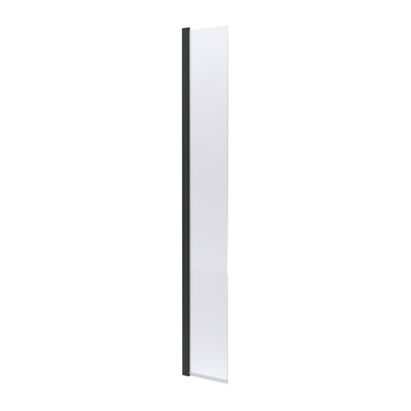 322mm W x 1850mm H Slab Semi-Frameless Wet Room Glass Screens with Clear Glass, Black