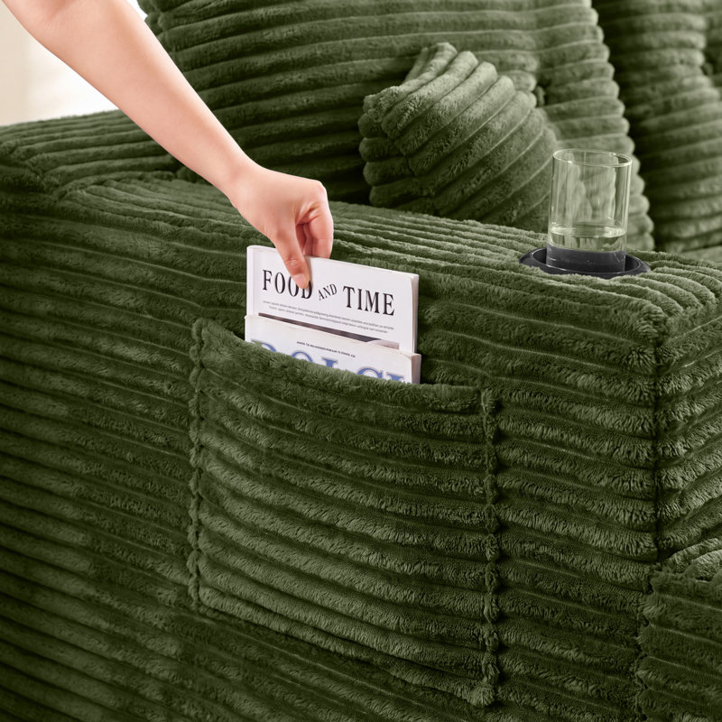 Canapé d'angle modulaire en forme de U de 133 po de large avec 2 méridiennes, canapé infonuagique en velours côtelé à assise profonde