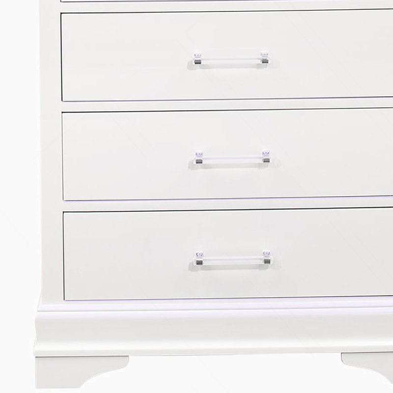 Commode verticale en bois manufacturé avec 5 tiroirs, Blanc