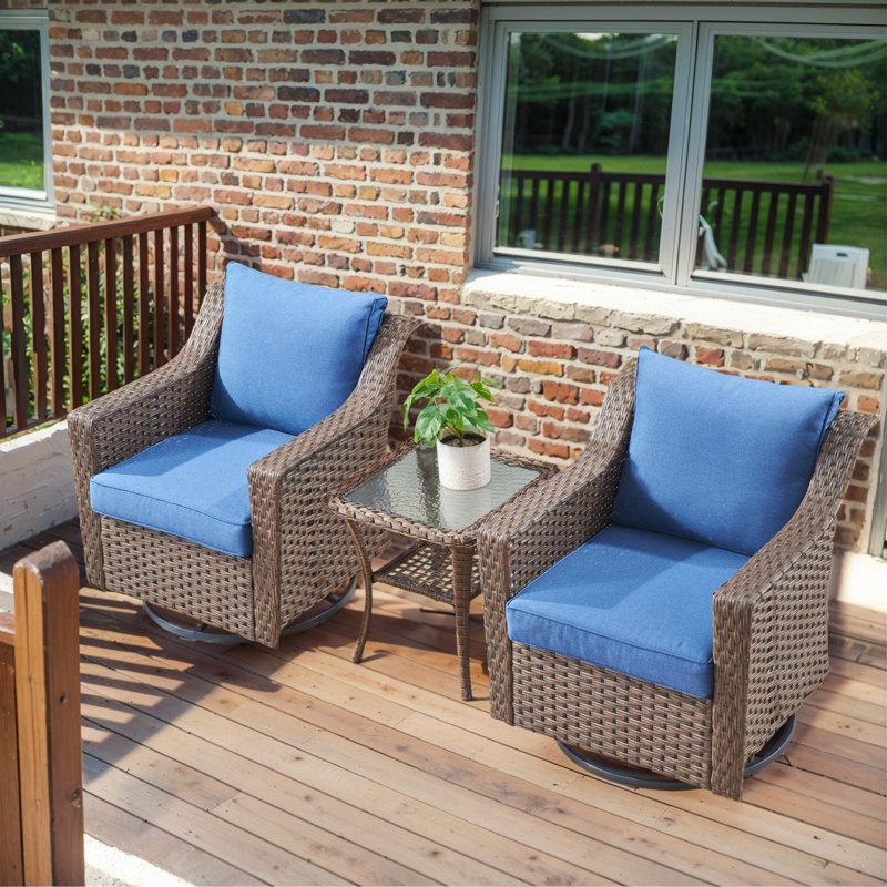 Ensemble de chaises et de table d'appoint pivotantes d'extérieur Jenesys - Durable, confortable pour les patios et les cours arrière