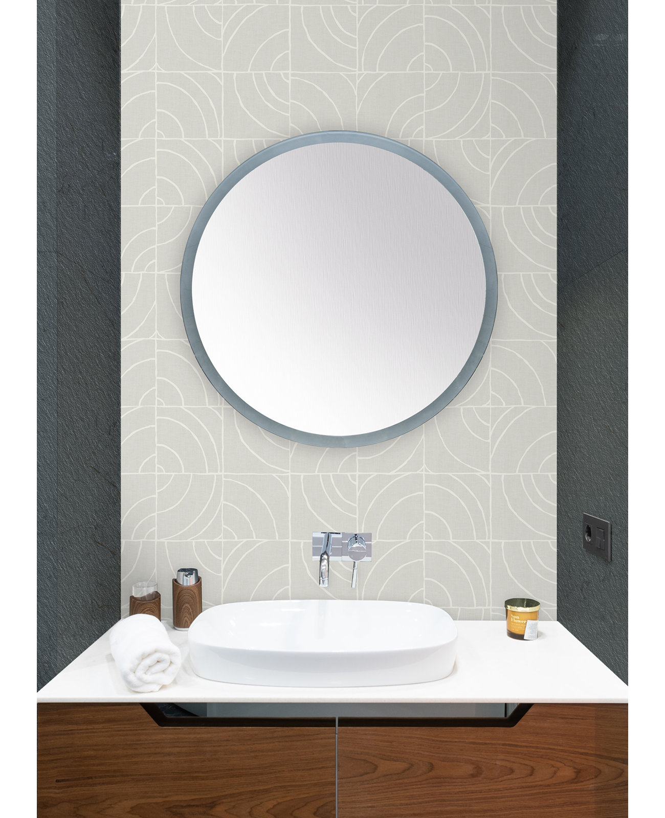 Adalard Peel & Stick Geometric Wallpaper, Gray