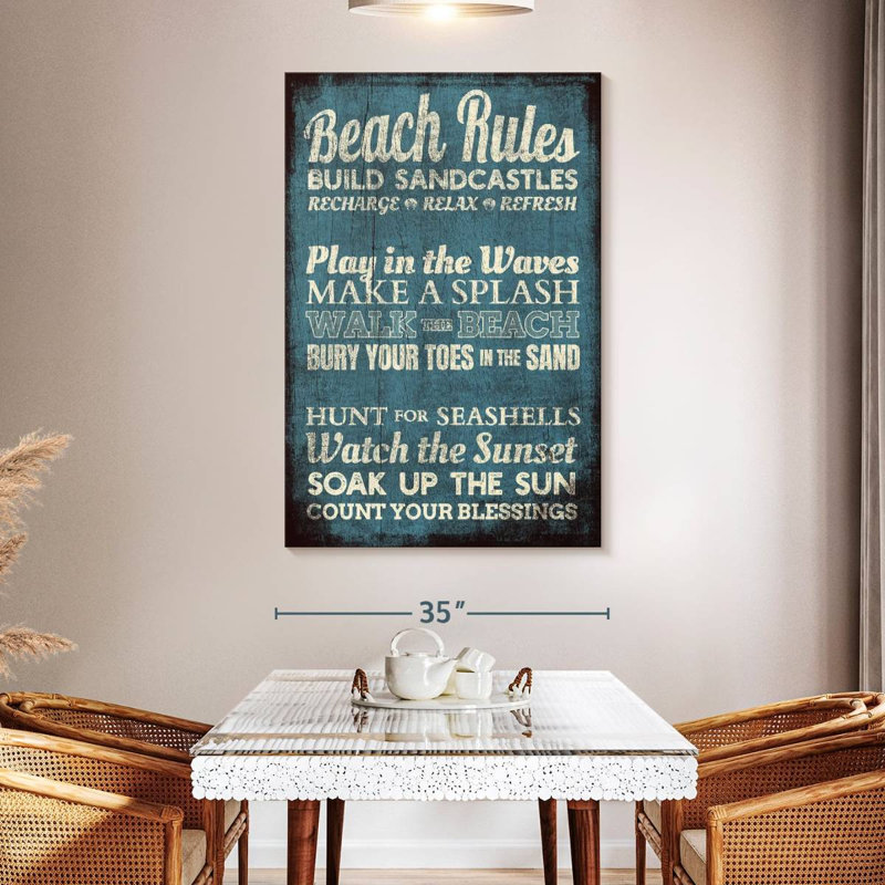 " Beach Rules " by Charles B, 51" H x 34" W x 1.25" D