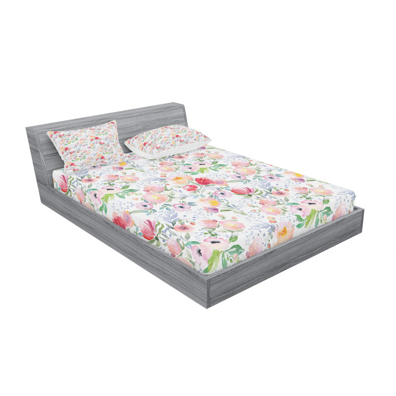 Microfiber Floral Sheet Set, Queen, Floral 2