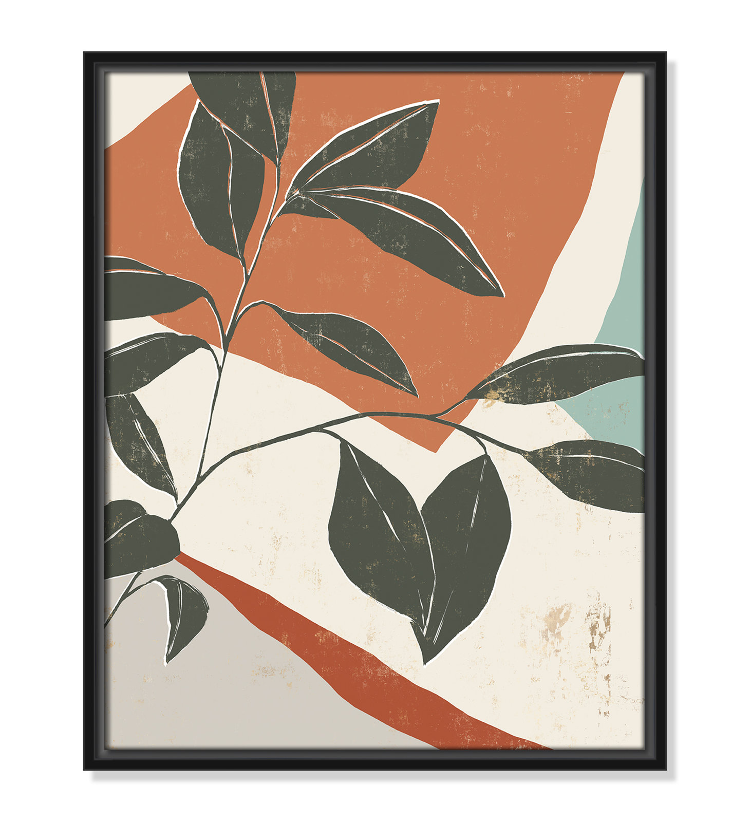 Cutout Leaves "Cutout Leaves I" Print, 21.5" H x 17.5" W x 2" D, Black Framed