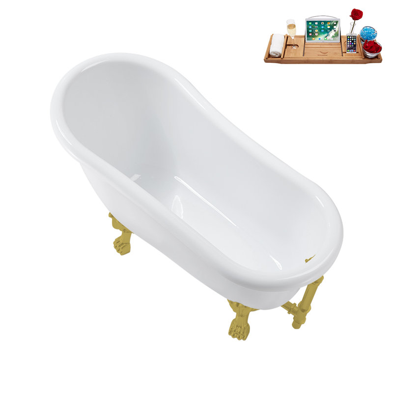 1348.7mm x 650.2mm Soaking Acrylic Bathtub, Brushed Gold, Brushed Gold