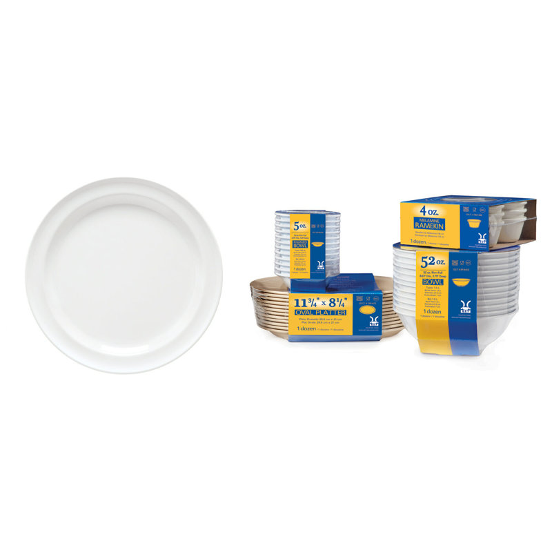 Assiette plate en mélamine résistante à la rupture GET SP-DN-509-W, 9 po, blanc (ensemble de 12)