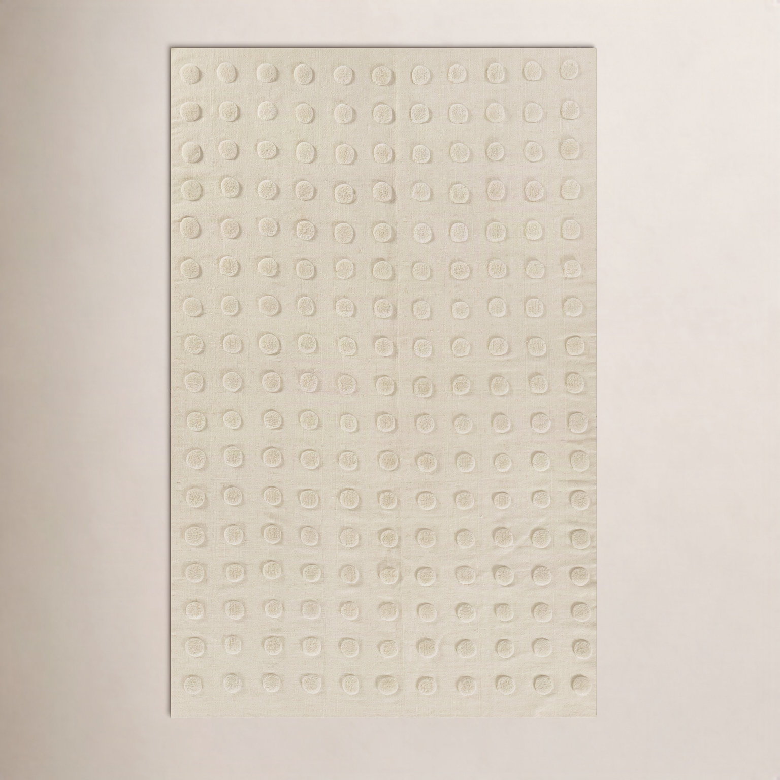 Virginie Beige Hand-Woven Wool Rug, Rectangle 5' x 8'