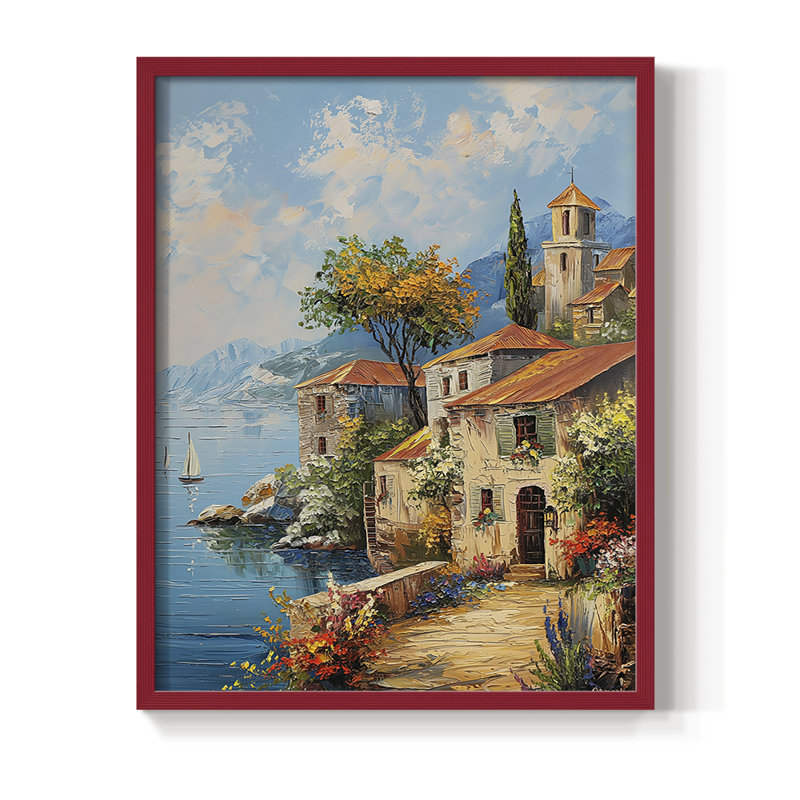 NAUTICAL Series DLxxviii, reproduction encadrée - bois massif, Rouge, H 21 po x l 17 po