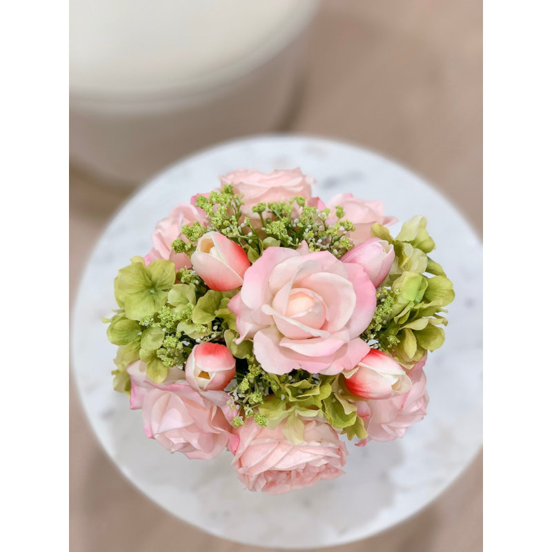Pink Real Touch Rose & Peony Stems – Lifelike Faux Flowers For DIY Floral Décor