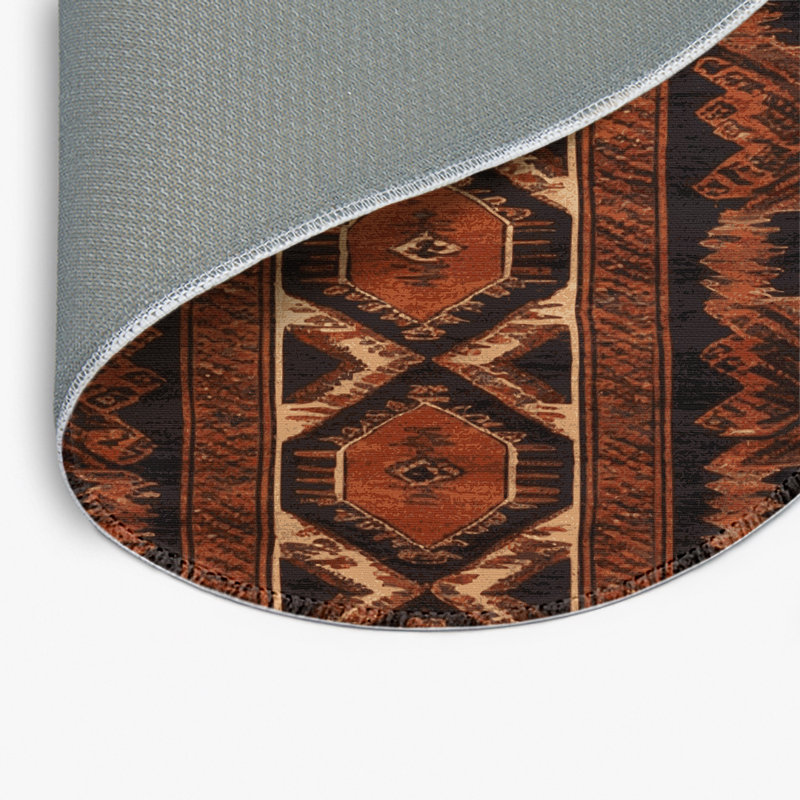 Tapis turc intérieur et extérieur brun, Rond 5 pi