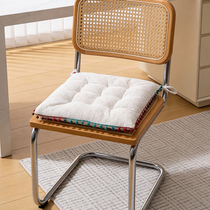 Square Dining Chair Cushion, White