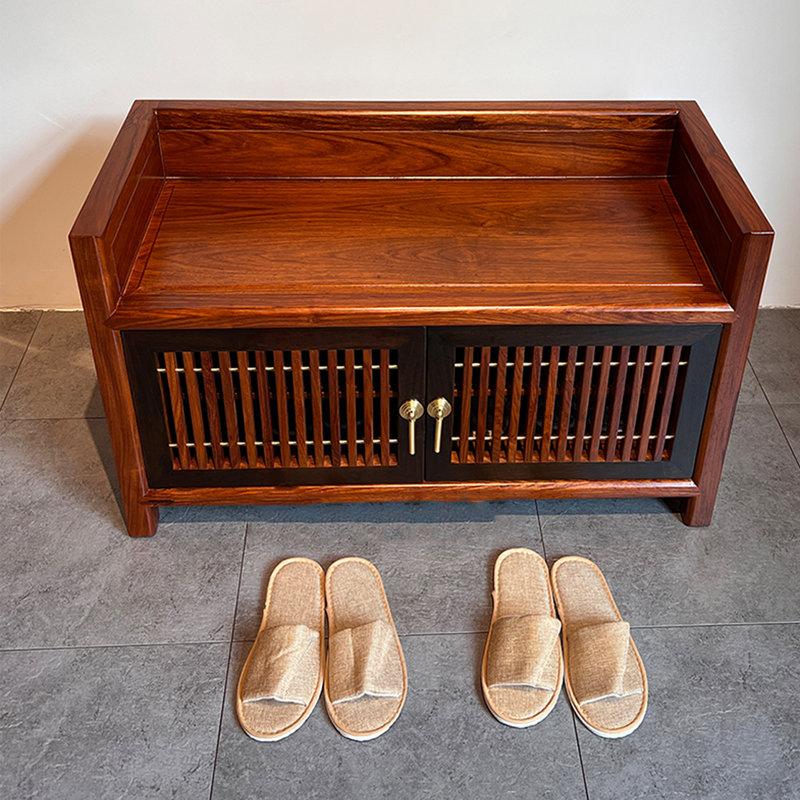 Banc de rangement pour chaussures en bois massif 8 paires