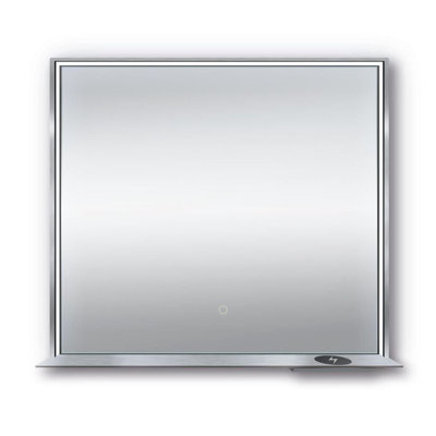 36" W x 32" H Brushed Nickel Framed LED Mirror with Bluetooth Speaker and Integrated Cell Phone Charger