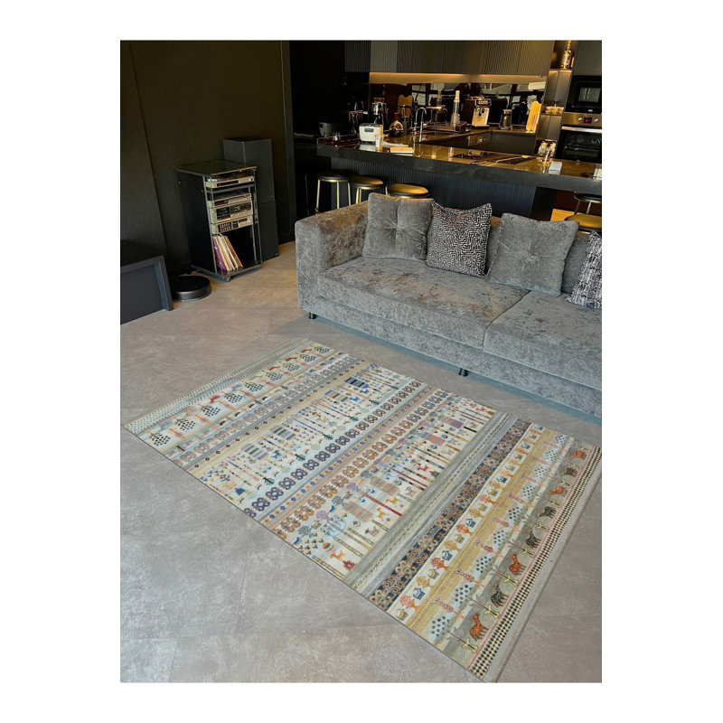 Tapis décoratif multicolore lavable à la machine à motif animalier multicolore de la collection Barcelona