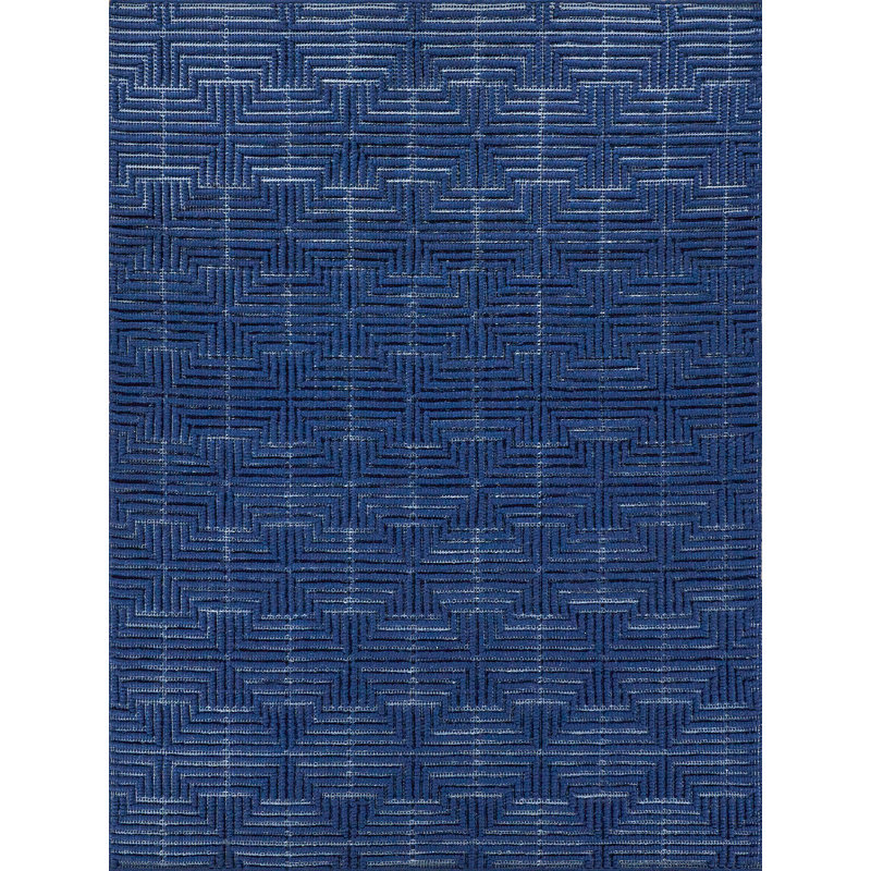 Manzoni Wool Geometric Area Rug, Navy, Rectangle 10' x 14'