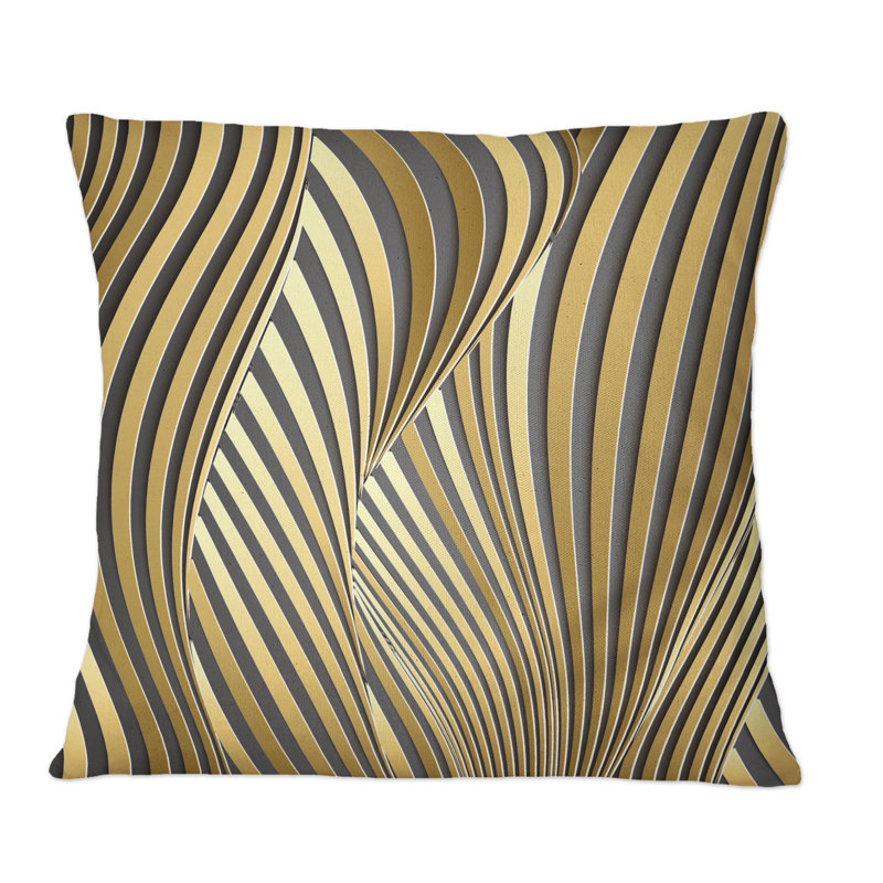 Coussin Wavy Luxury Gold Gradients I - Modern Printed, 16 po x 16 po