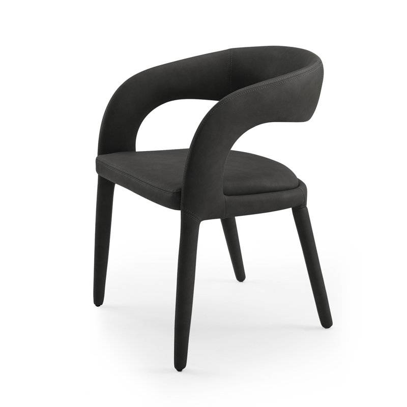 Black Faux Leather Upholstered Arm Chair with Metal Legs