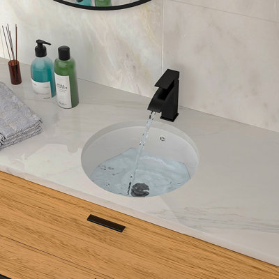 Lavabo de salle de bain rond en céramique blanc avec trop-plein 15,75 "X 15,75"