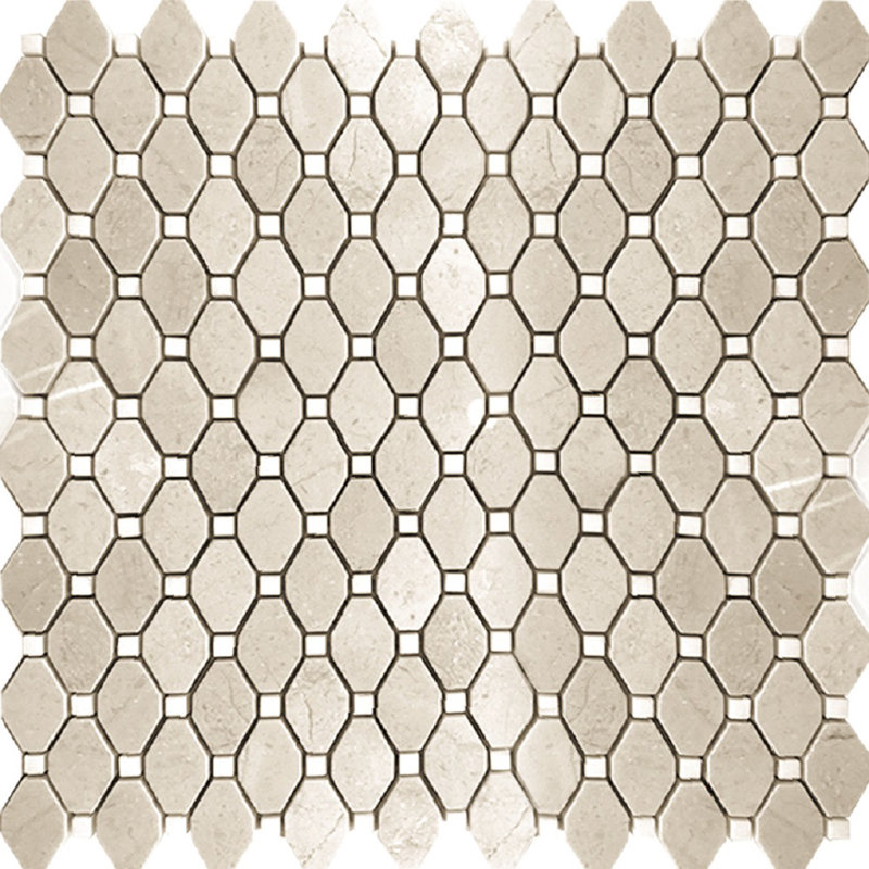 Carreau de mosaïque en marbre blanc 11,8 x 12,4 Crema Marfil
