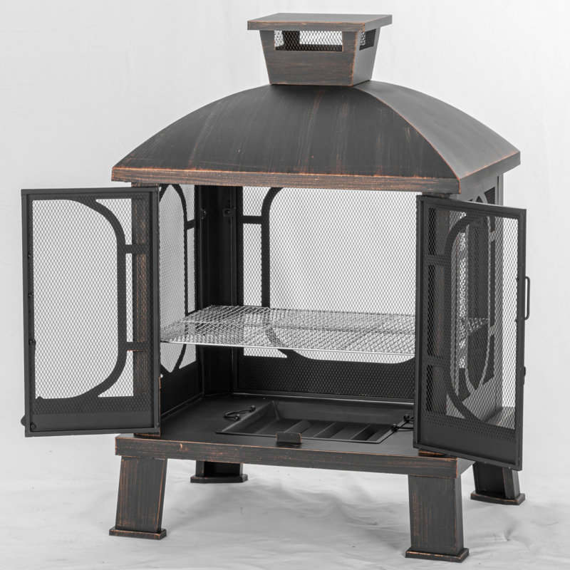 Sherlita 45" H x 31" W Wood Burning Fire Pit with Grill