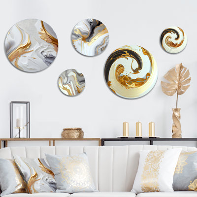 White and Gold Marble Abstract I - Modern Transitional Metal Wall Décor