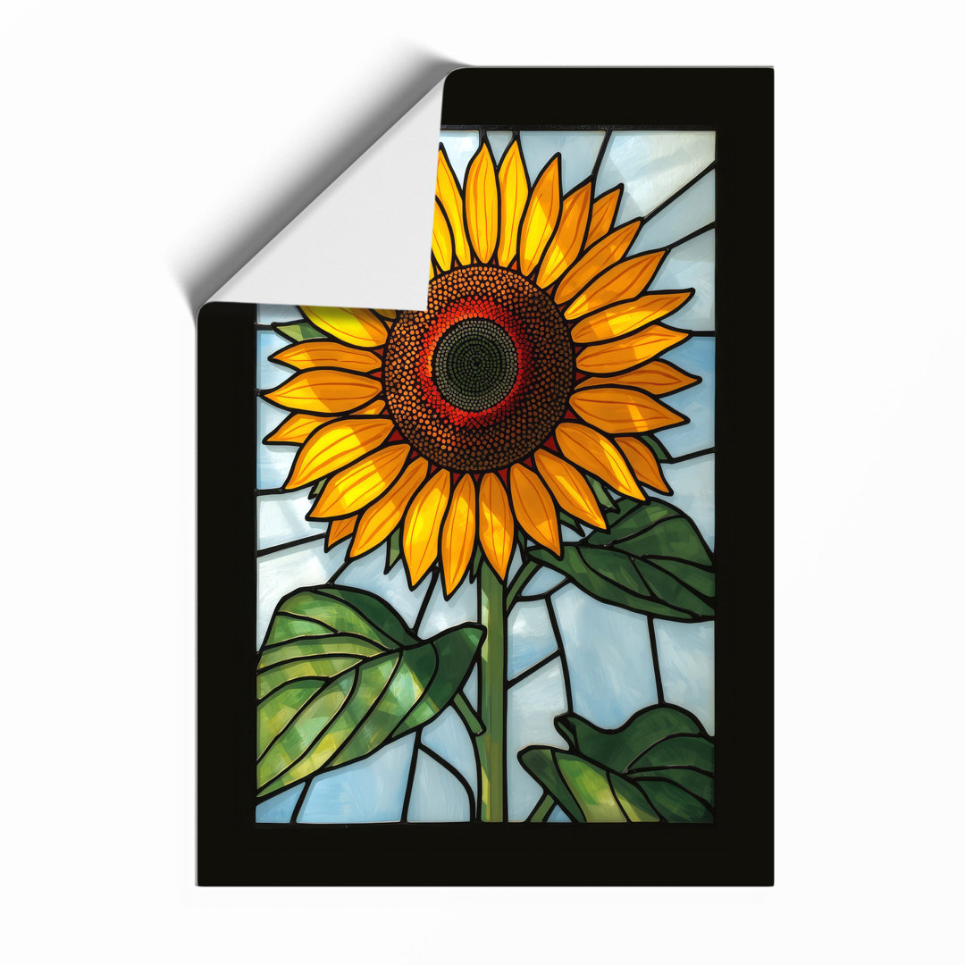 Stained Glass Sunflower Botanical - Framed Print
