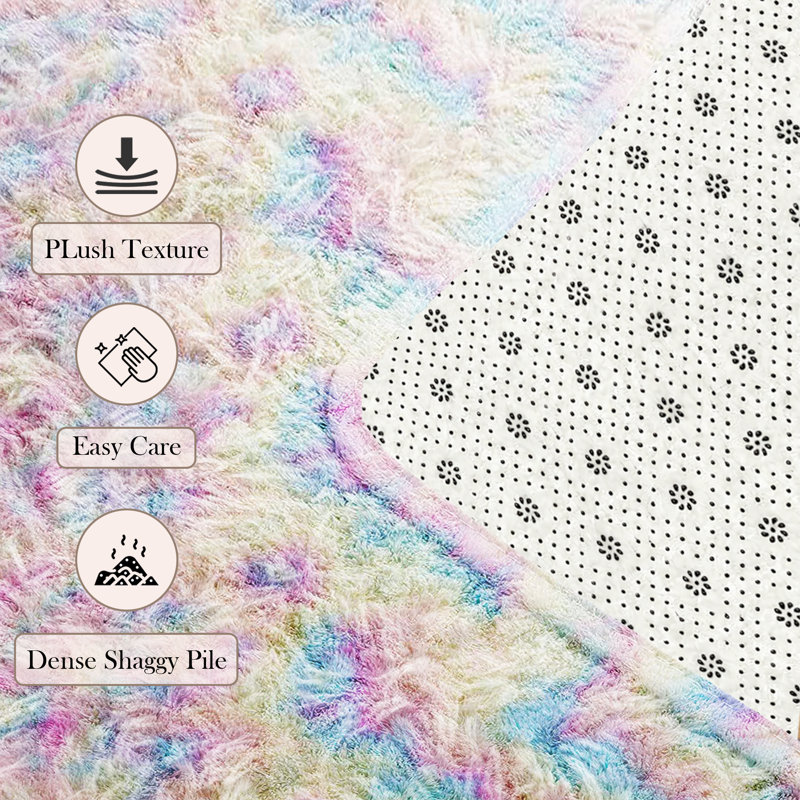 Machine Tufted High Pile Shag Area Rug(Ultra Soft & Fluffy), Rainbow, Rectangle 160 x 230 cm