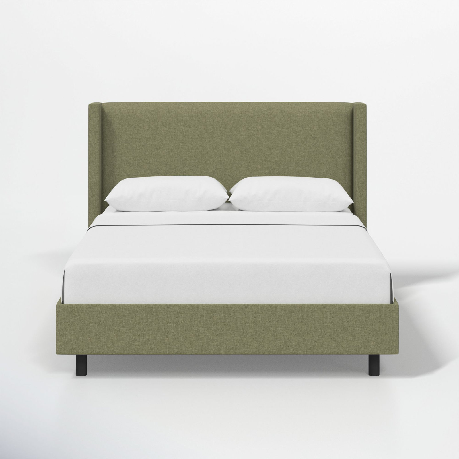 Hanson Upholstered Wingback Platform Bed, Zuma Laurel Textured Linen, Full