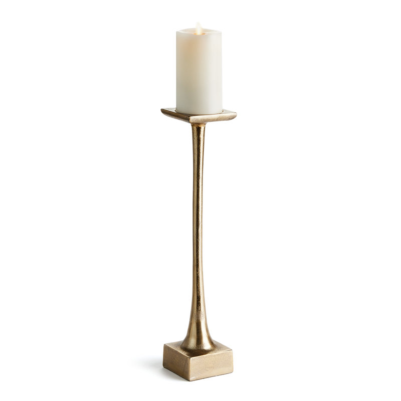 Bougeoir de table en aluminium Ginny, Or, H 18 po x l 5 po x P 5 po