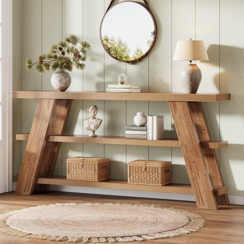 Console d'entrée longue de 70,9 po avec rangement à 3 niveaux, canapé étroit derrière le canapé