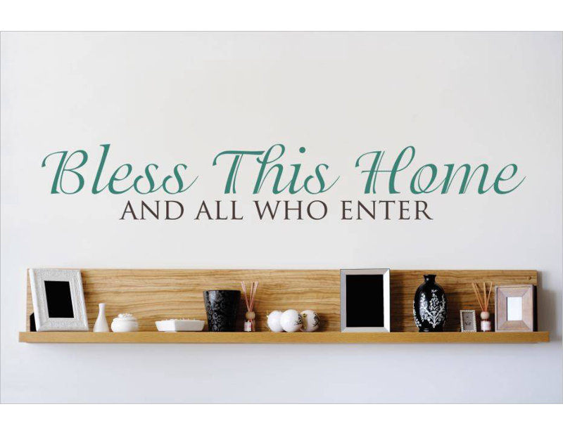 Décalcomanie murale "bless this home", Sarcelle / Noir, H 10 po x l 40 po x P 0,16 po