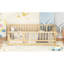 Lit simple pour lit de style avec 7 lattes en contreplaqué, clôture et porte, bois de pin, facile à assembler, capacité de 250 lb, pin amovible de haute qualité en chêne naturel, clôture de 21,5 po, poids-559866373-559866368