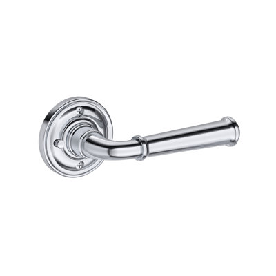 Dunsmoor Privacy Lever with Traditional Round Rose in Satin Nickel