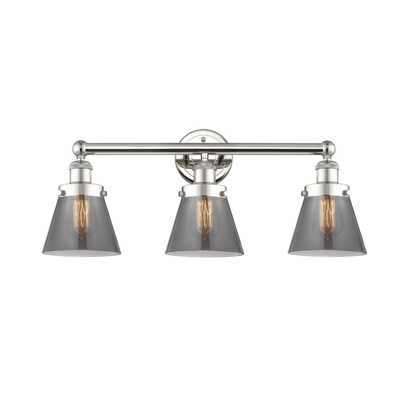 Éclairage de meuble-lavabo à 3 lumières à intensité variable Annamary, Plaqué couleur fumée, Nickel poli