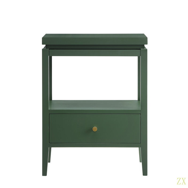 Table de chevet 1 tiroir Olana Vintage, Vert