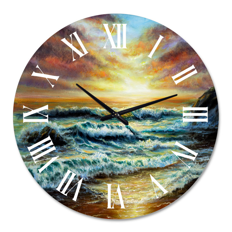 Magnifique horloge murale nautique et côtière, Médium