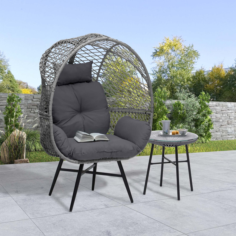 Egg Chair With End Table, Gray