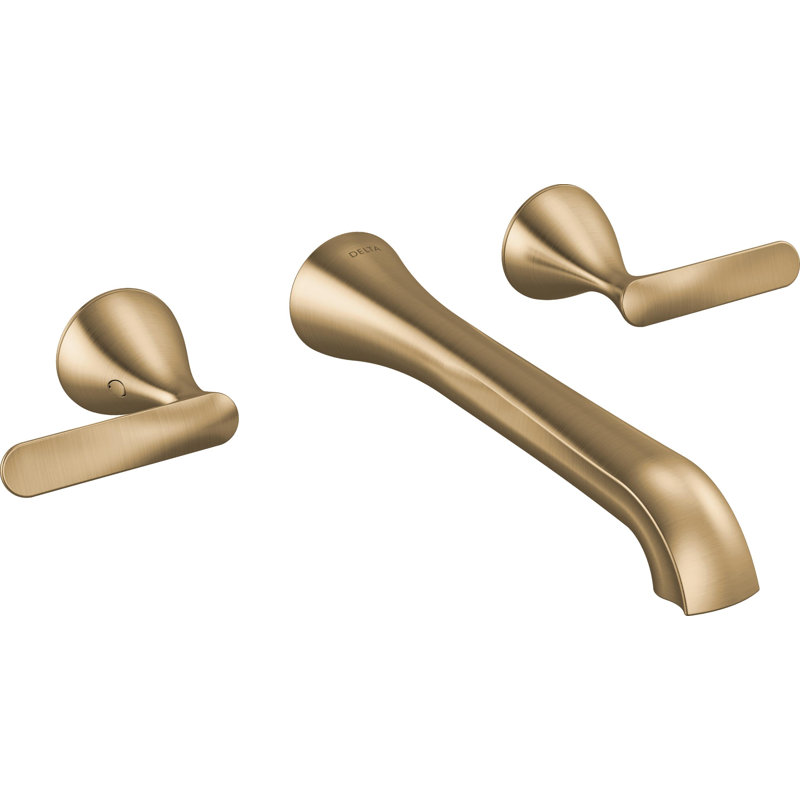 Two Handle Wall Mount Bathroom Faucet, Lumicoat Champagne Bronze