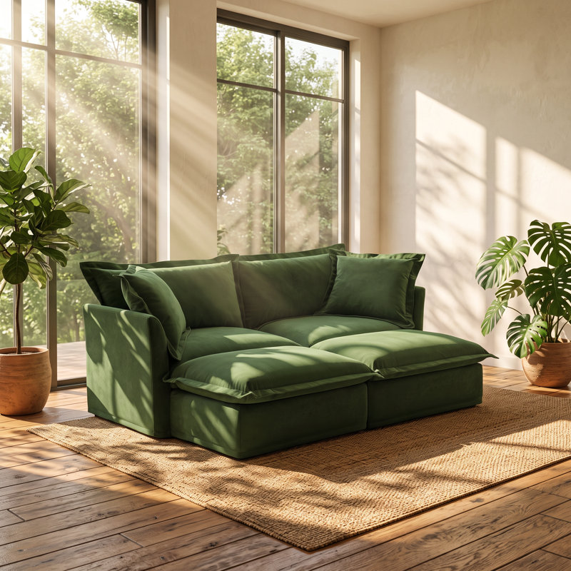 Upholstered 83.4 " Chenille L-Shaped Sofa Bed