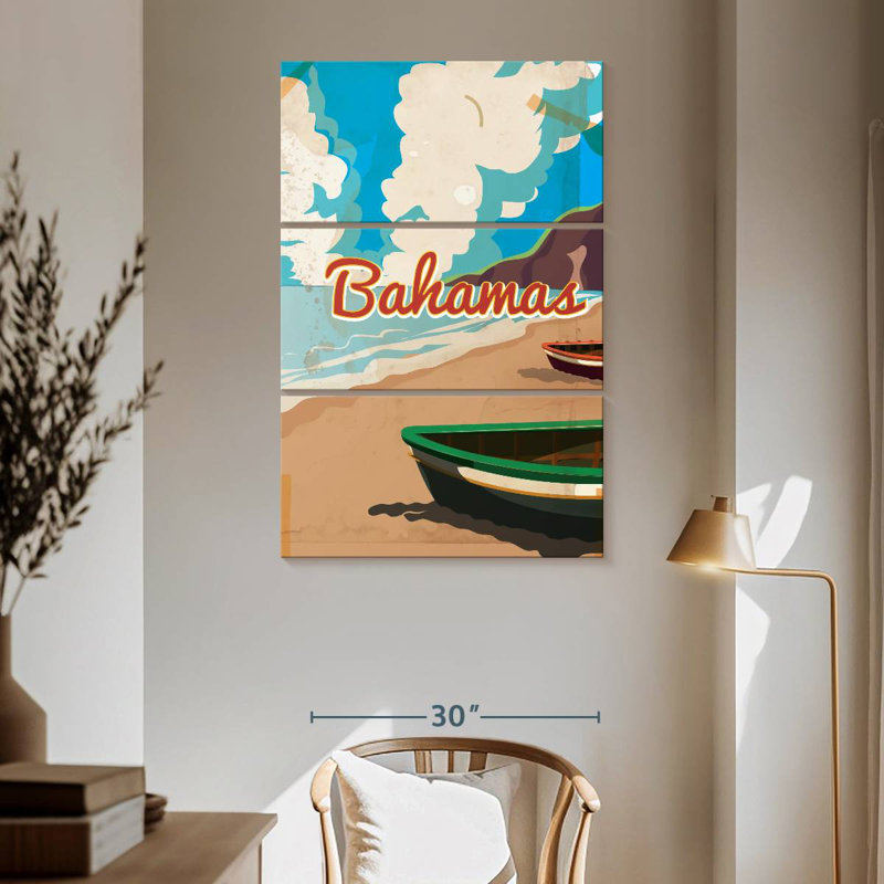 Affiche rétro Gillard Bahamas, H 65 po x l 42 po