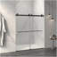 Porte de douche coulissante double sans cadre de 56 à 60 po x H 70 po, verre trempé clair de 5/16 po (8 mm) de large épaisseur, couche facile à nettoyer à double face, fini noir mat avec tampon-124898822