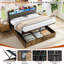 Storage Bed With Led And Usb Industrial Style-185220495