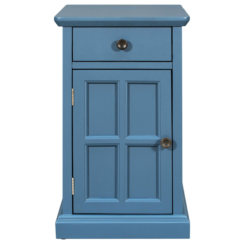 Table d'appoint Classic Vintage Livingroom avec ports USB et un tiroir multifonctionnel avec porte-gobelets