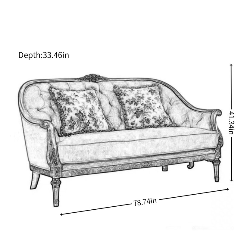 American-style Country Fabric Green Double Sofa