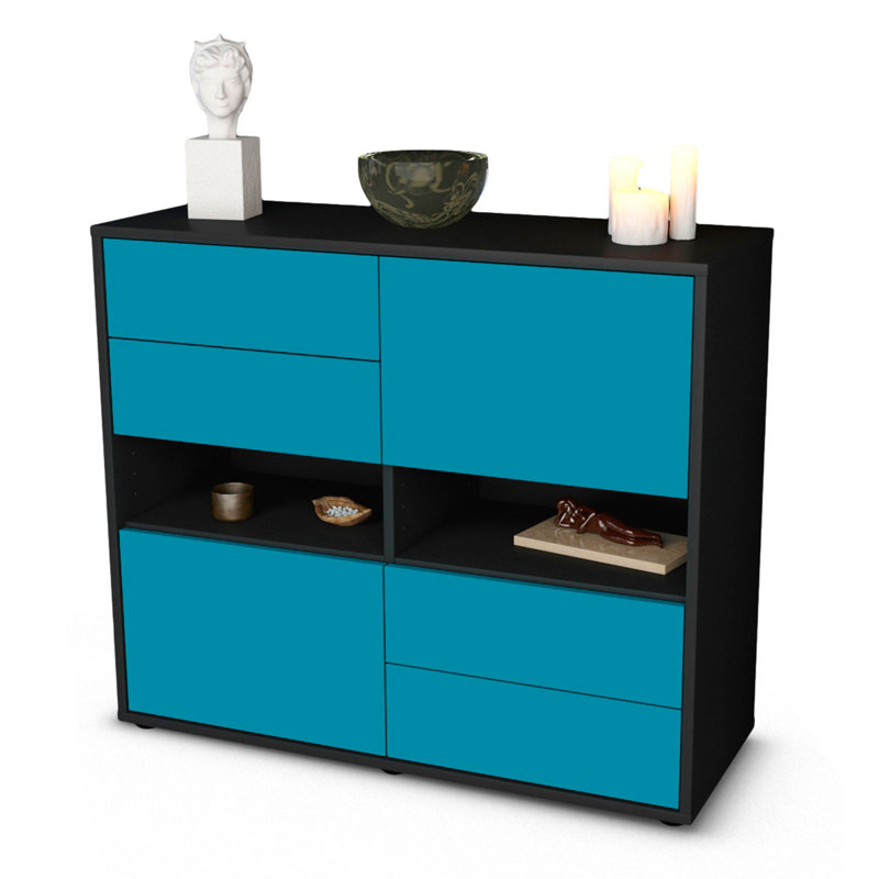 Prosper 92cm Sideboard, Anthracite/Turquoise