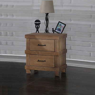 Traditional Bedroom Nightstand with 2x Drawers Wooden Furniture 1pc