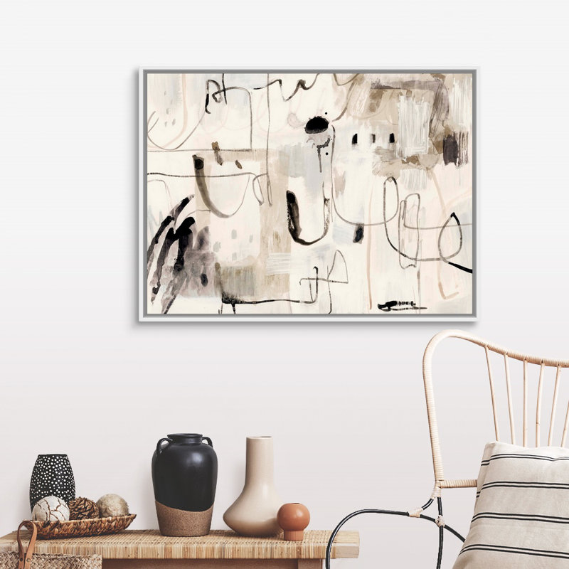 «Net Neutral I» par Victoria Barnes, reproduction d'art sur toile, Cadre flottant blanc, H 32 po x l 42 po x P 1,75 po