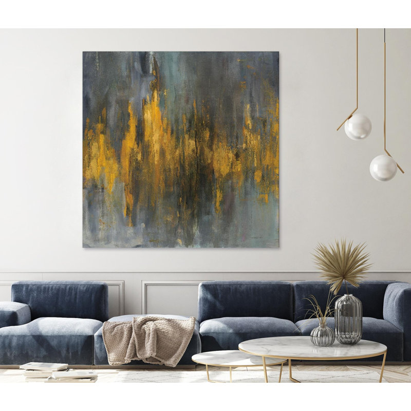 «Black and Gold Abstract» par Danhui Nai, H 84 po x l 84 po