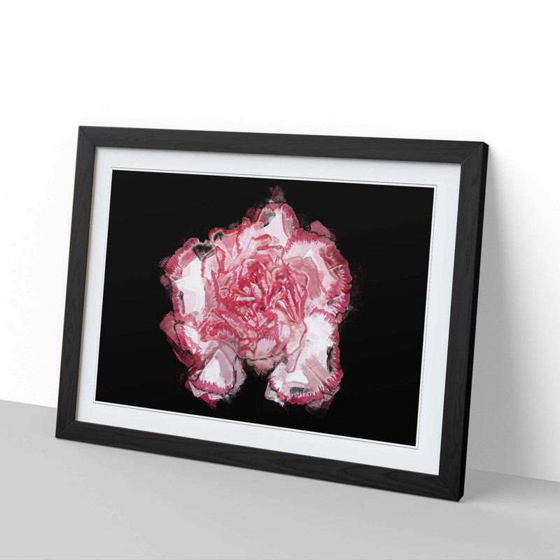 Pink Carnation Flower in Abstract - Framed Print, 60cm H x 91cm W x 2cm D, Black