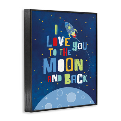 «I Love You Moon and Back Rocket Ship», art mural sur toile